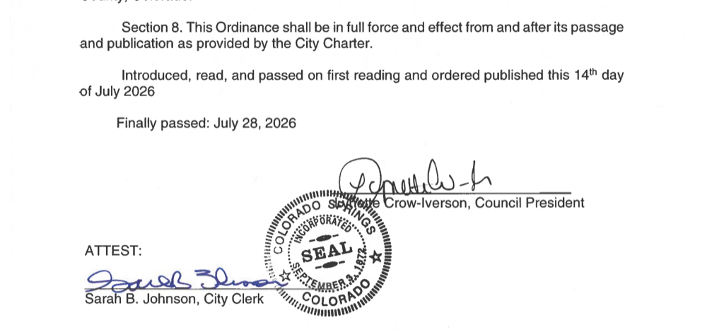Signature page of Ordinance 26-31 signed only by Lynette Crow-Iverson, Council President, and attested by Sarah B. Johnson, City Clerk, with no Mayor's Action block